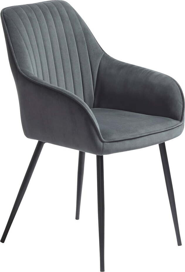 Šedé sametové jídelní židle v sadě 2 ks s područkami Nolan Stripe – Unique Furniture