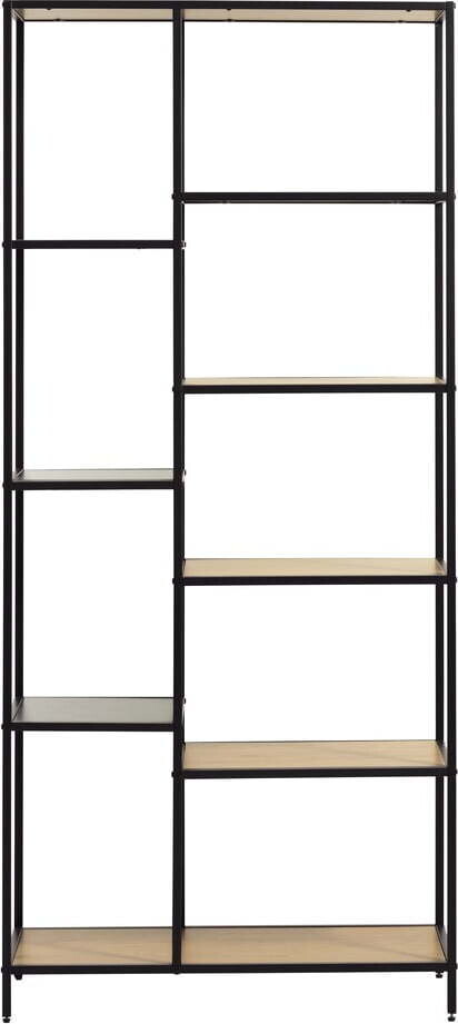 Černá/v přírodní barvě knihovna v dekoru dubu 80x180x35 cm Altino – Unique Furniture