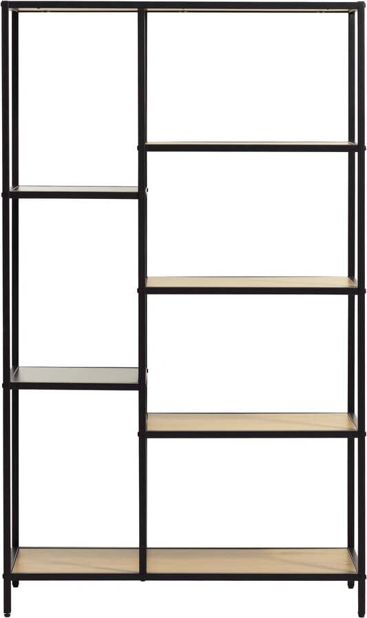 Černá/v přírodní barvě knihovna v dekoru dubu 80x146x35 cm Altino – Unique Furniture