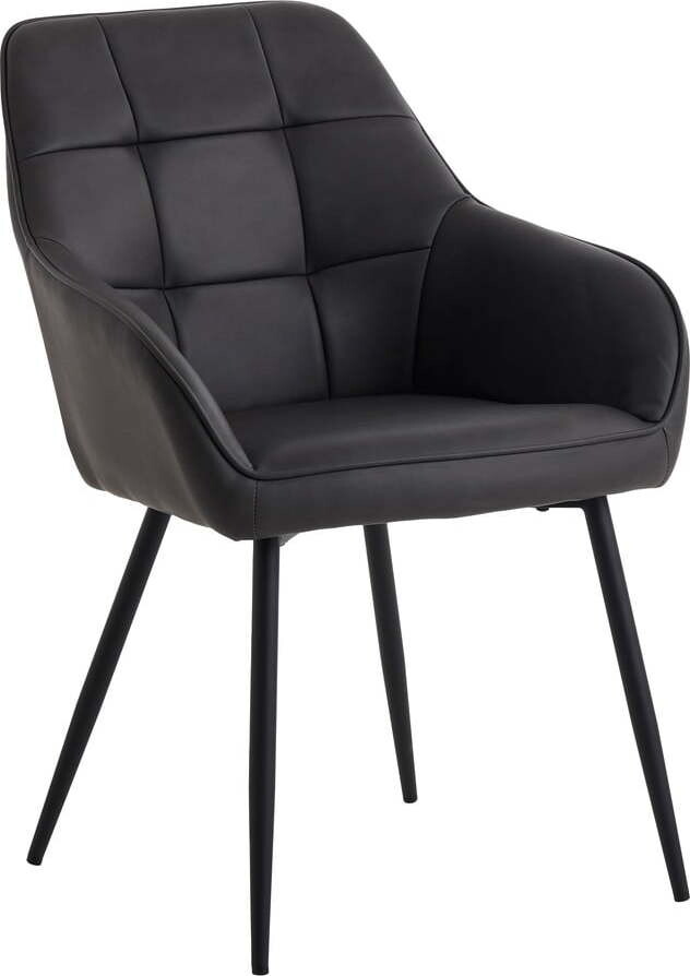 Tmavě šedé jídelní židle v sadě 2 ks s područkami z imitace kůže Nolan Square – Unique Furniture