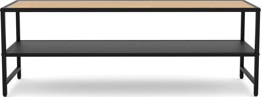Černý/v přírodní barvě TV stolek v dekoru dubu 120x40x35 cm Altino – Unique Furniture