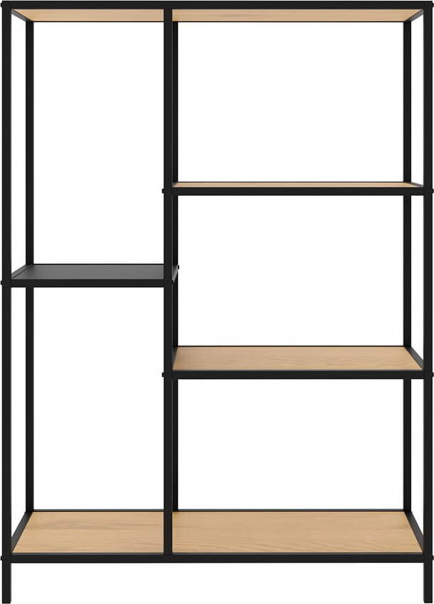 Černá/v přírodní barvě knihovna v dekoru dubu 80x112x35 cm Altino – Unique Furniture