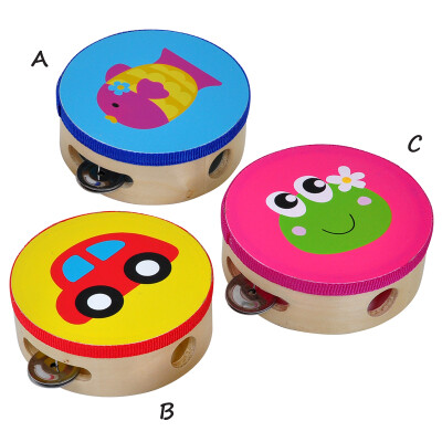 Dřevěné hudební nástroje - Tamburína - Modrá s rybkou