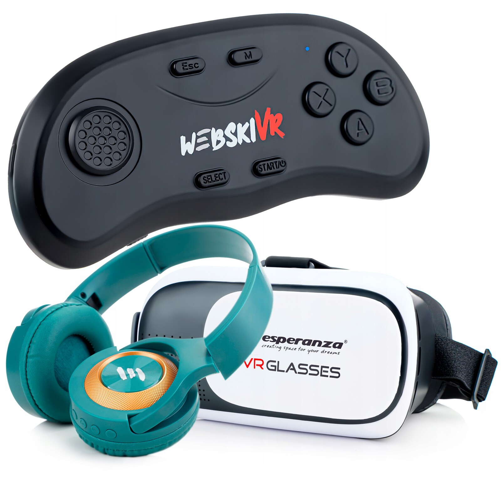 Brýle 360 Vr 3D Se Sluchátky+ovladač Dálkové Ovládání Pro Telefon 6,5 Palce