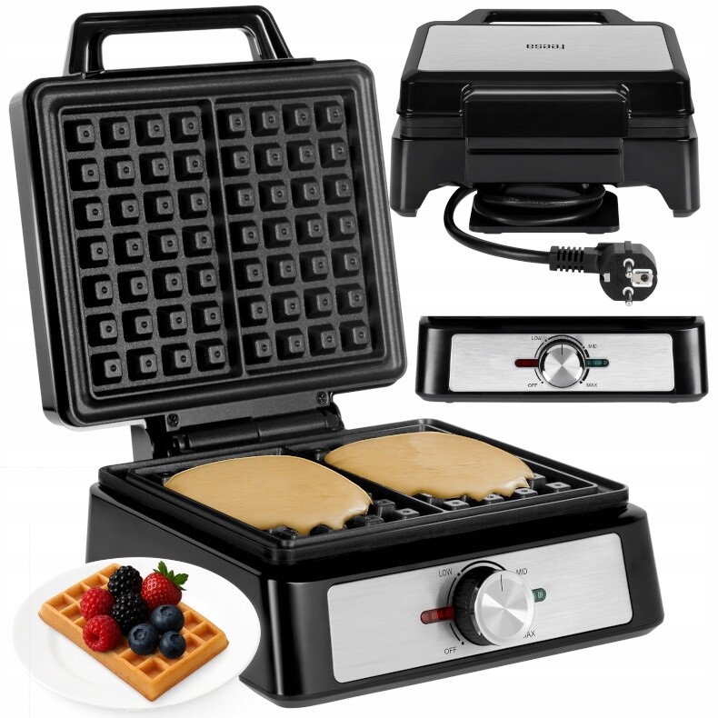 Vaflovač pro 2 velké křupavé vafle Silná regulace teploty 1600 W XXL Robustní