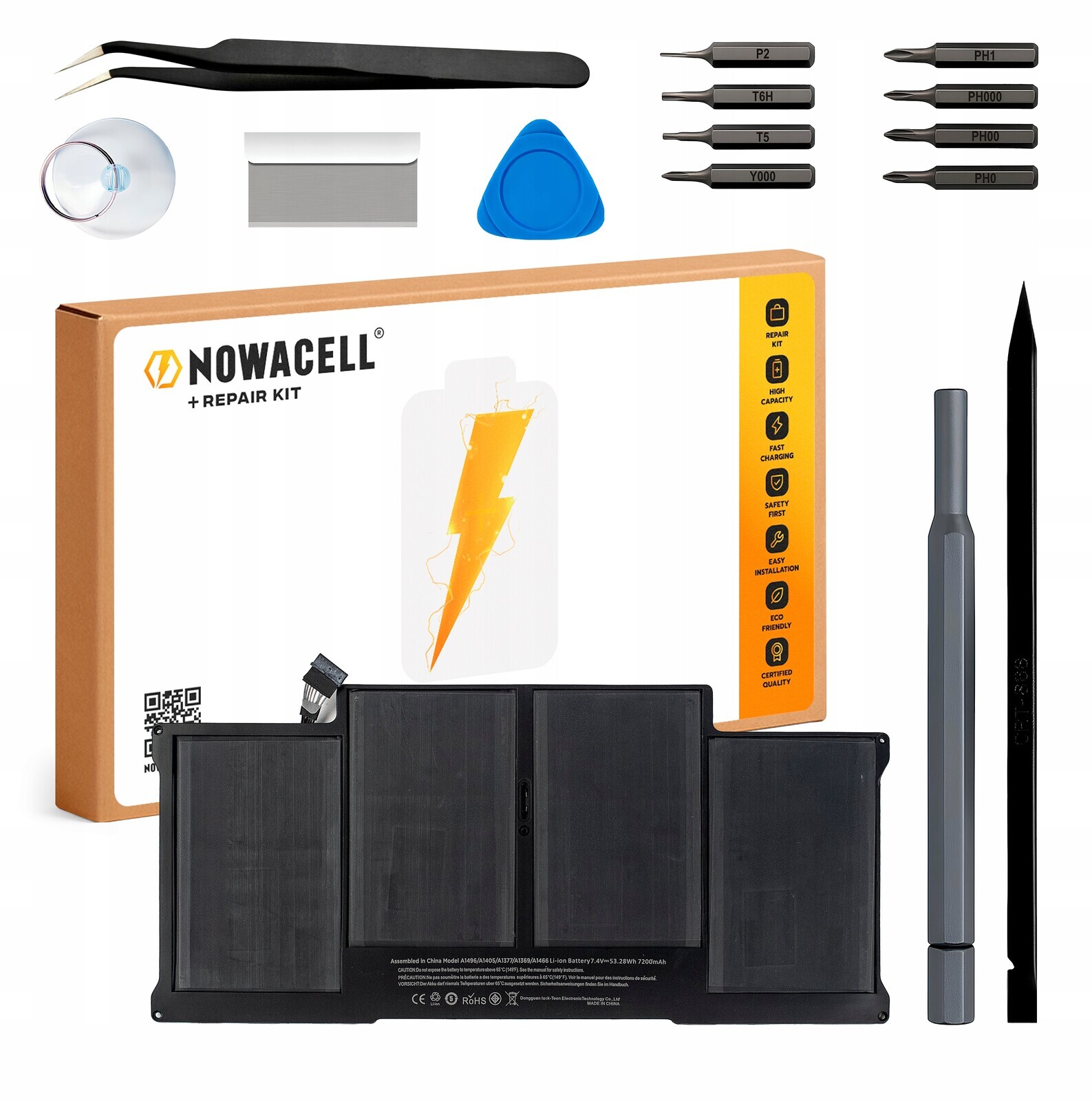 Baterie A1496 53,28Wh 7,4V pro MacBook Air 13 A1466 A1369 A1496 Emc 2632