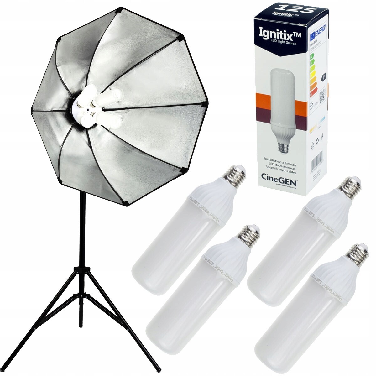 Led Studiová Lampa Softbox Octa 60CM 85W 5500K Stativ 230cm