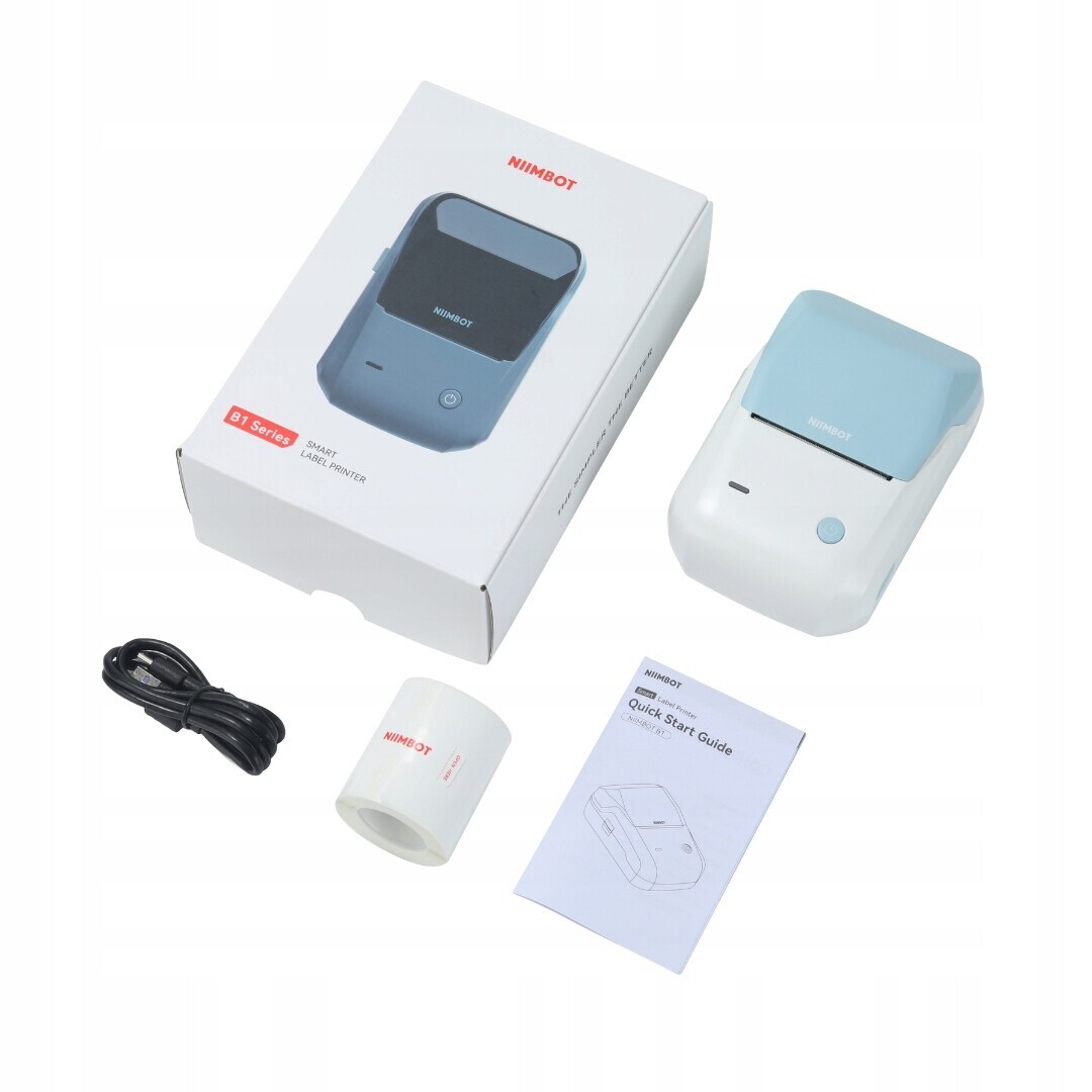 Niimbot B1 Termotiskárna Samolepky Bluetooth Bílo Modrá Nová Rolka