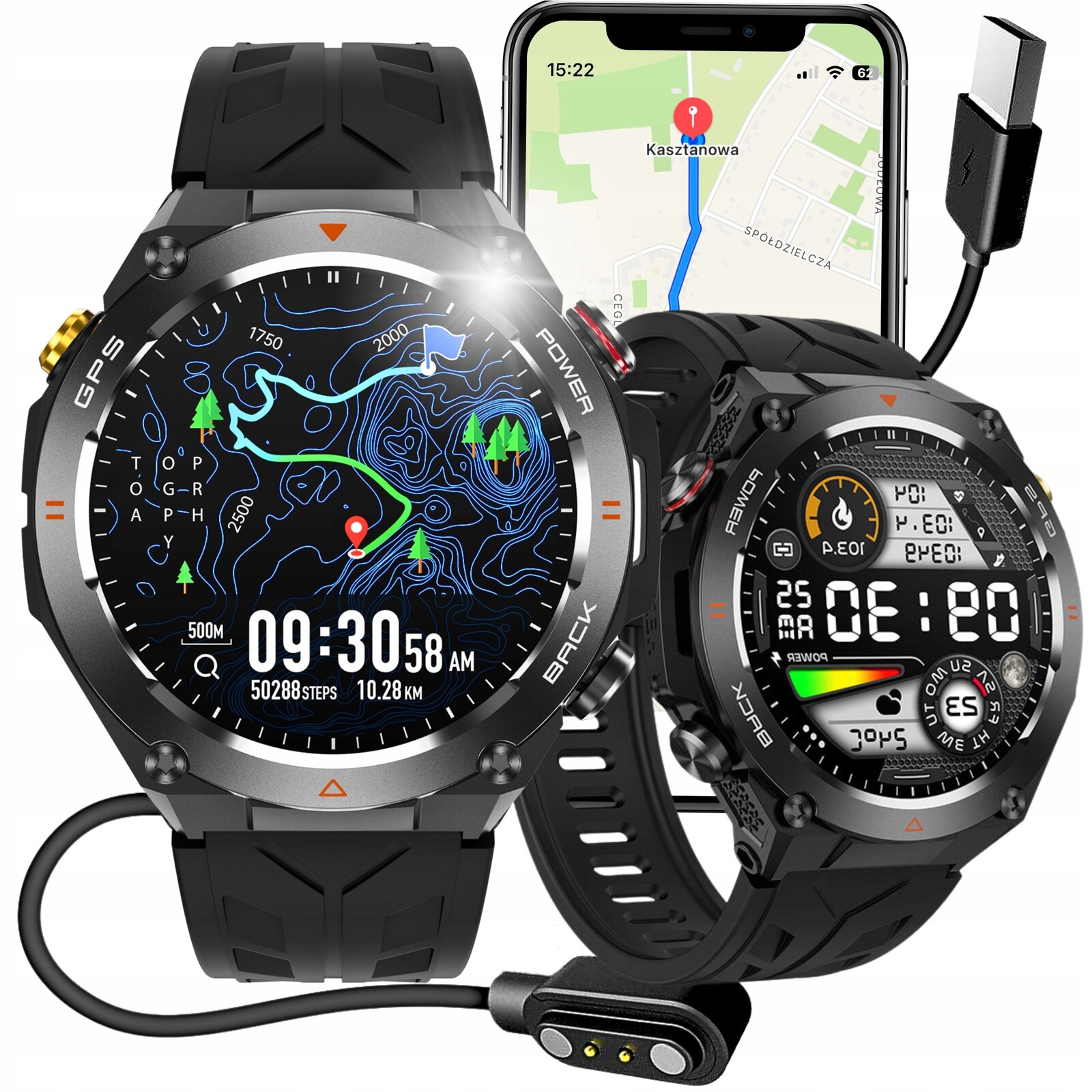 Chytré Hodinky Pánské Gps Polské Menu Hovory Zdravotní Funkce Sport Dárek