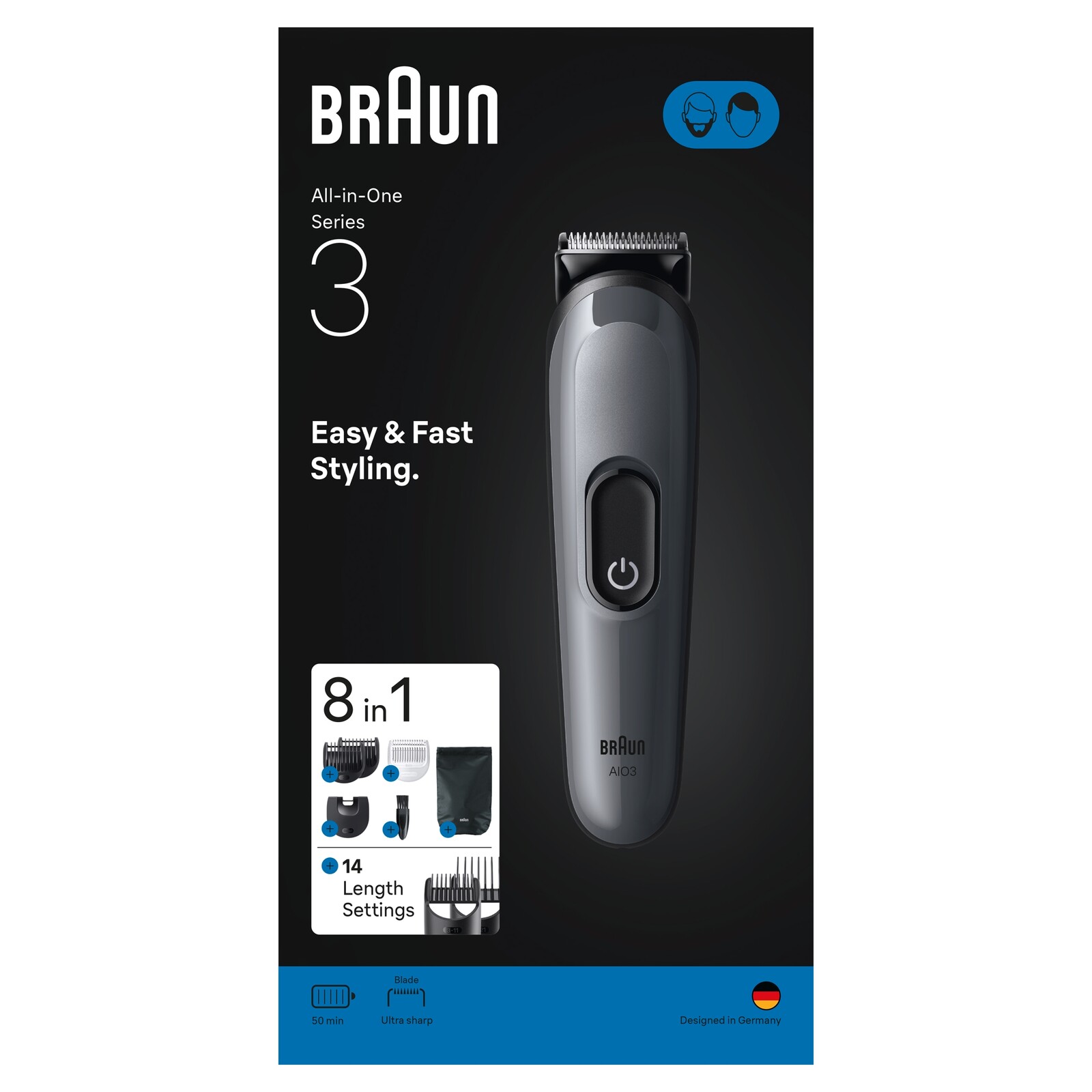 Braun Series 3 AIO3540 Multifunkční zastřihovač vousů a vlasů