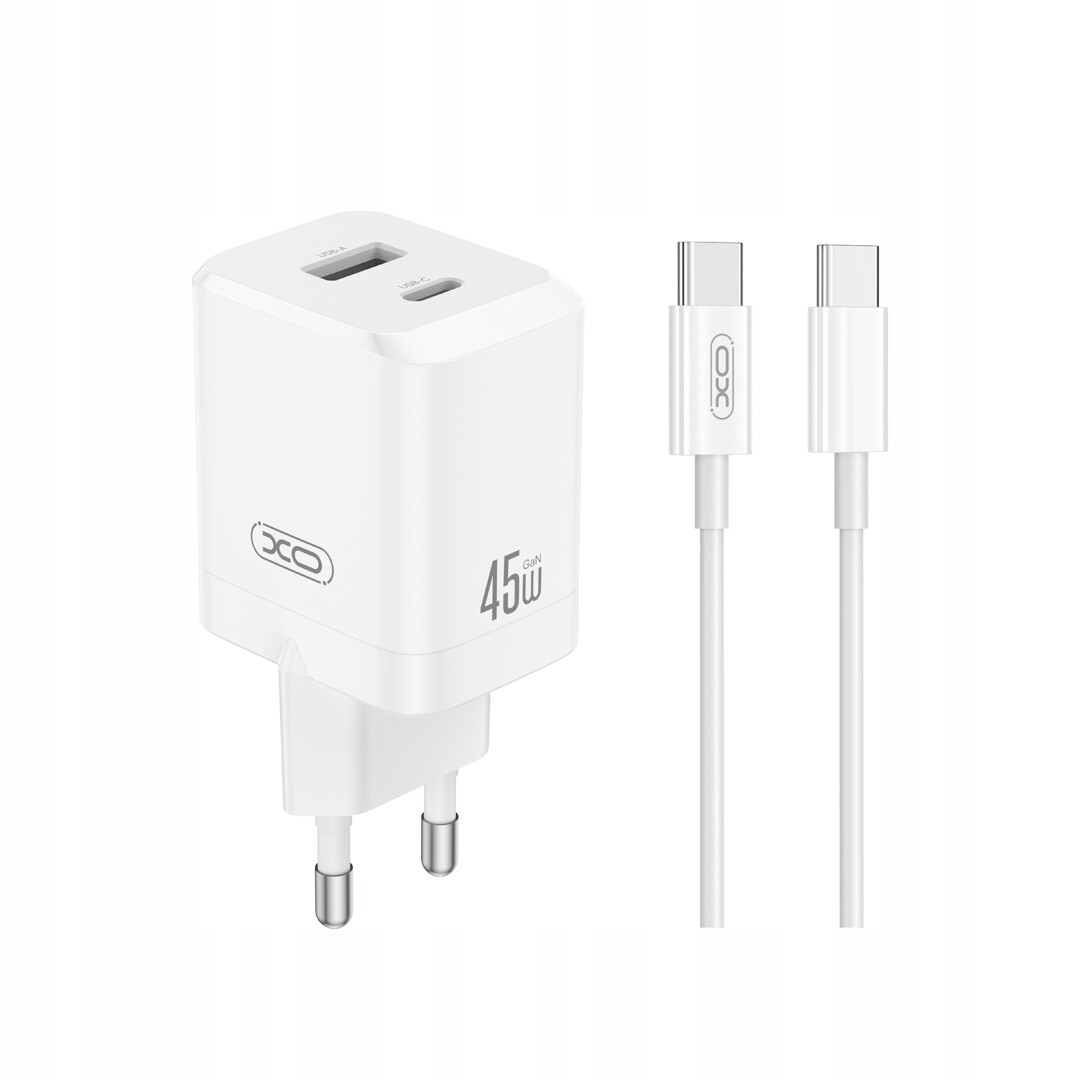 Xo rychlá síťová nabíječka CE36 Pd 45W Usb-c a Usb bílá kabel Usb-c