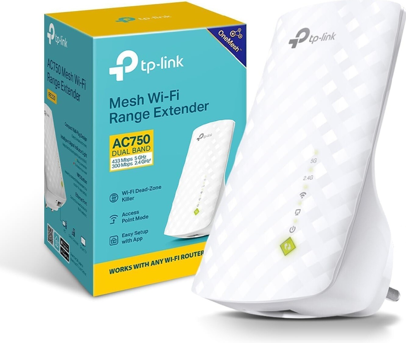 Zesilovač signálu Wi-Fi TP-Link RE220 Repeater 2,4GHZ 5Ghz One Mesh 1GB Pl
