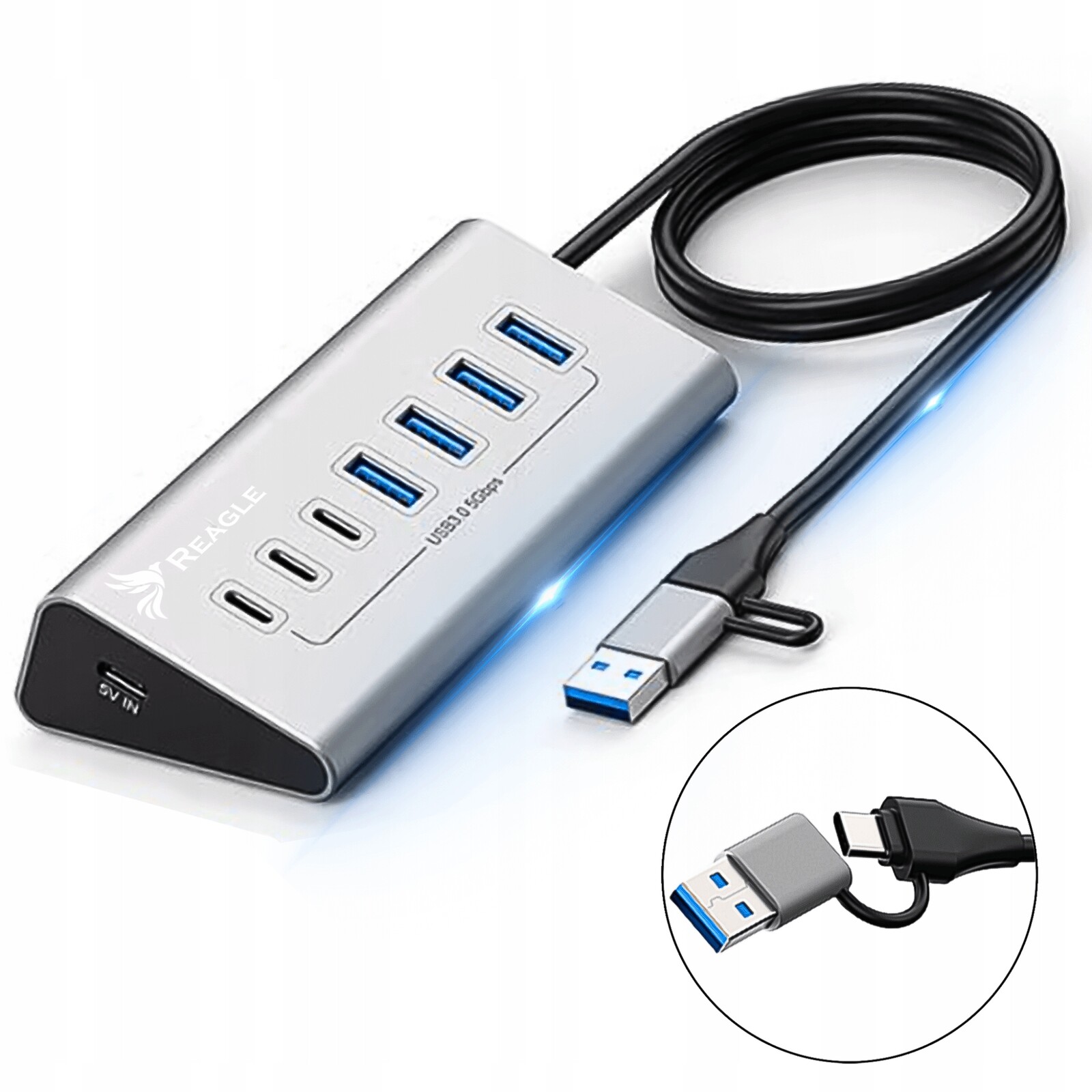 Usb Hub Aktivní 7 Portů Usb 3.2 Rozbočovač 7v1 Usb-c Do 36W R