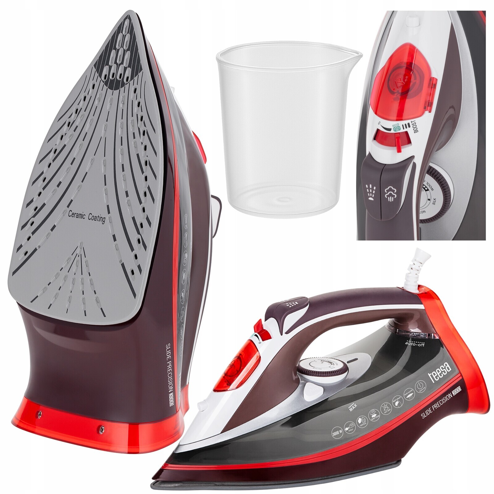 Žehlička Výkonná 3000 W Keramická Hasič Anti-drip Anti-calc Ruční