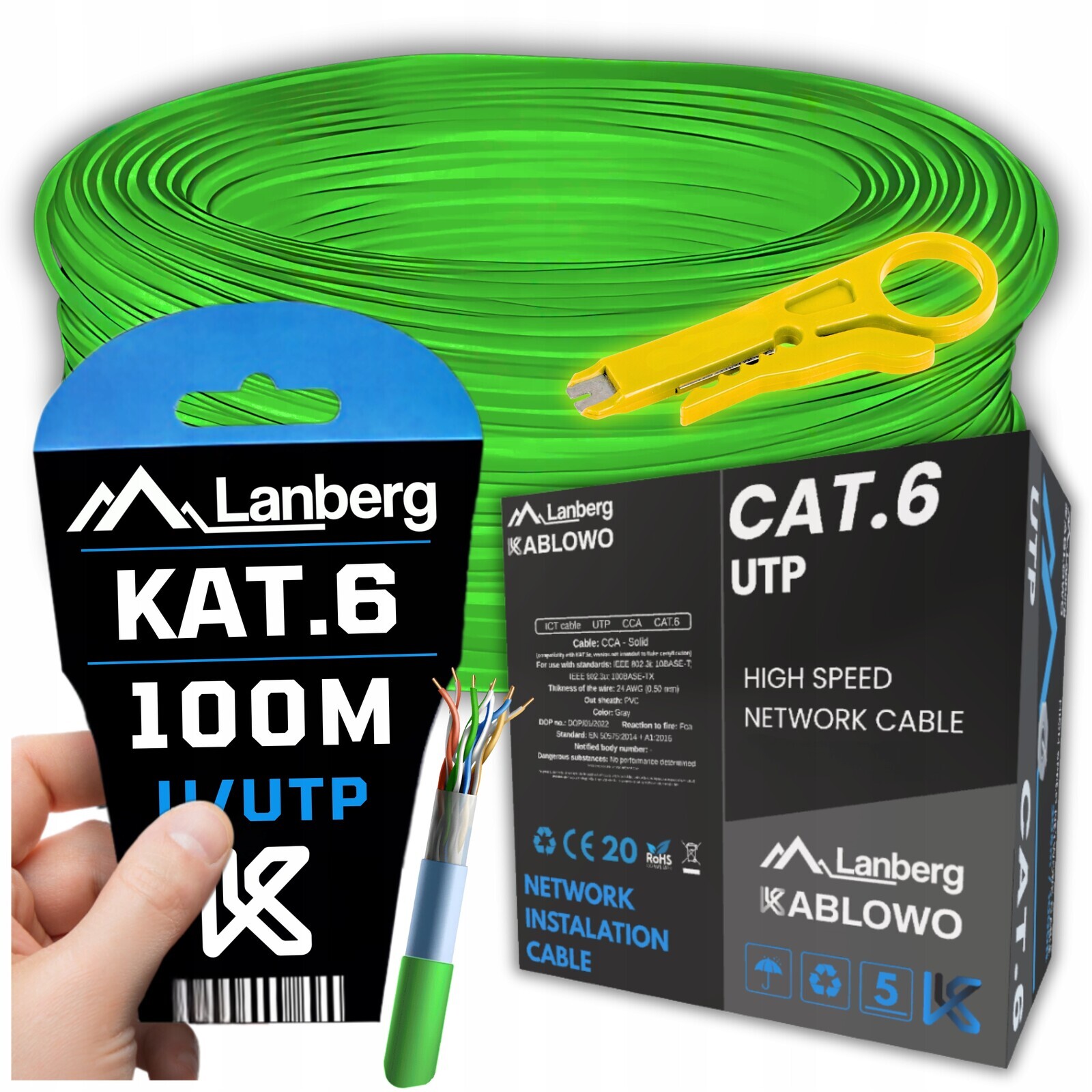 Síťový Kabel Kroucený Lan Kabel RJ45 Utp KAT.6 CAT.6 100M Bonus Lanberg