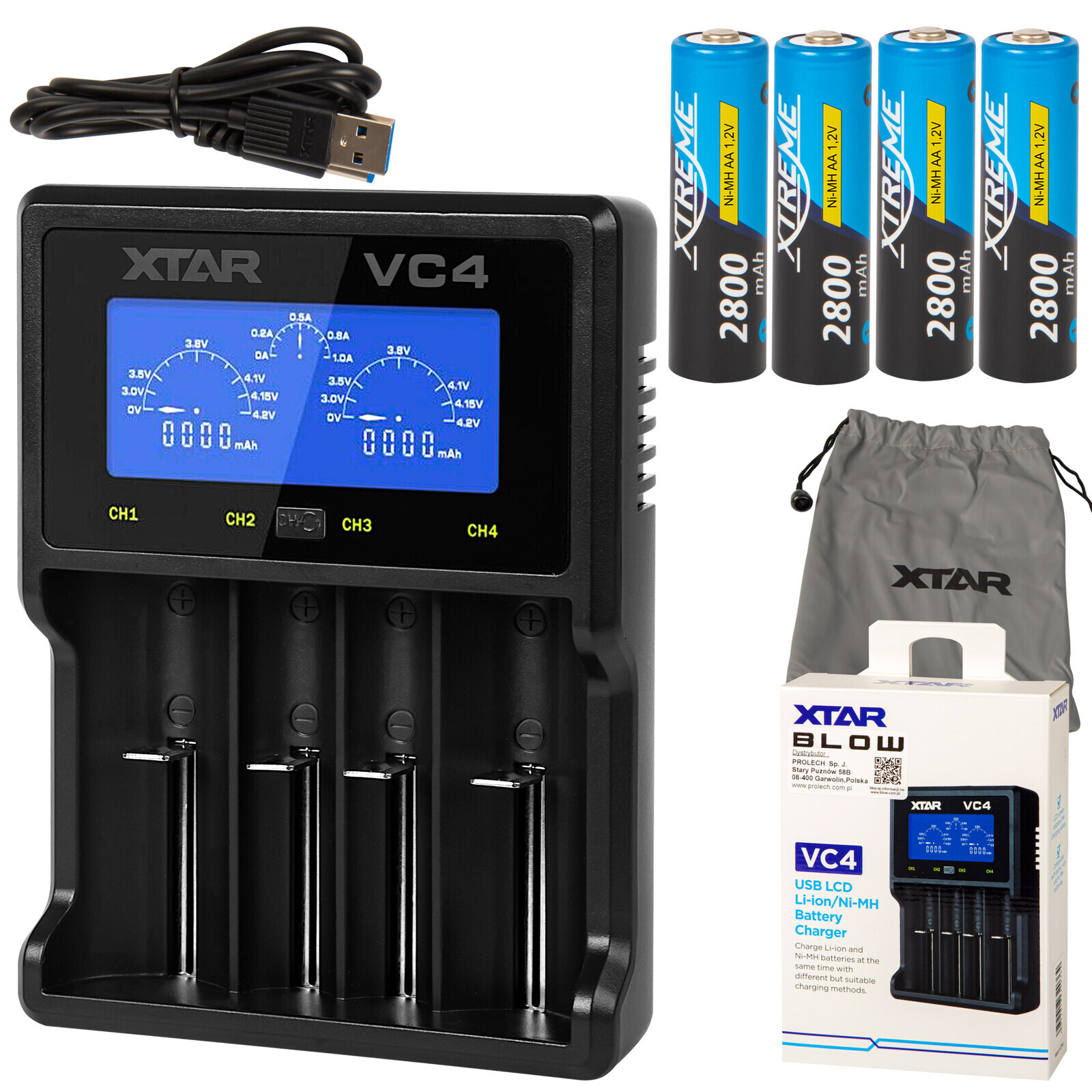 Inteligentní Nabíječka Akumulátorů Xtar VC4 Li-ion Ni-mh LCD 4 Aaa