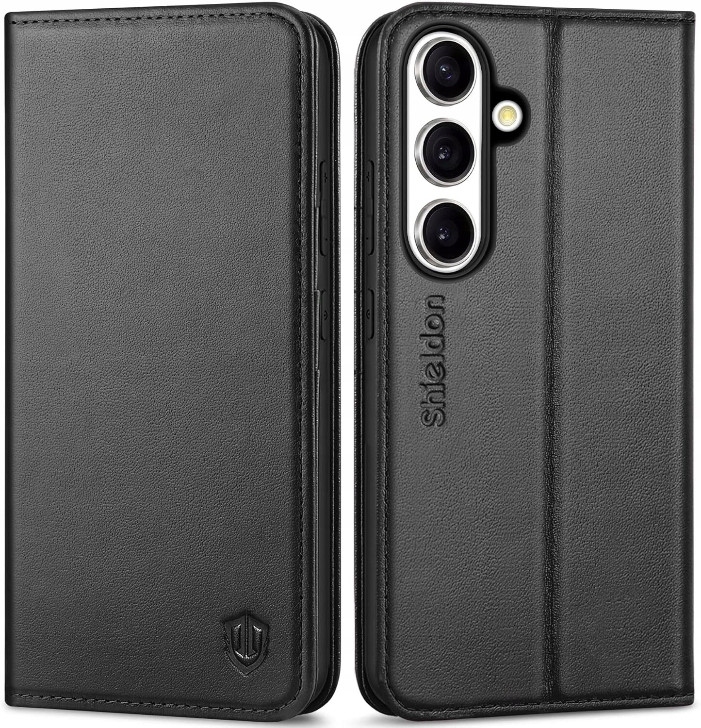 Shieldon přírodní pouzdro pro Samsung Galaxy S25 S24 peněženka černá