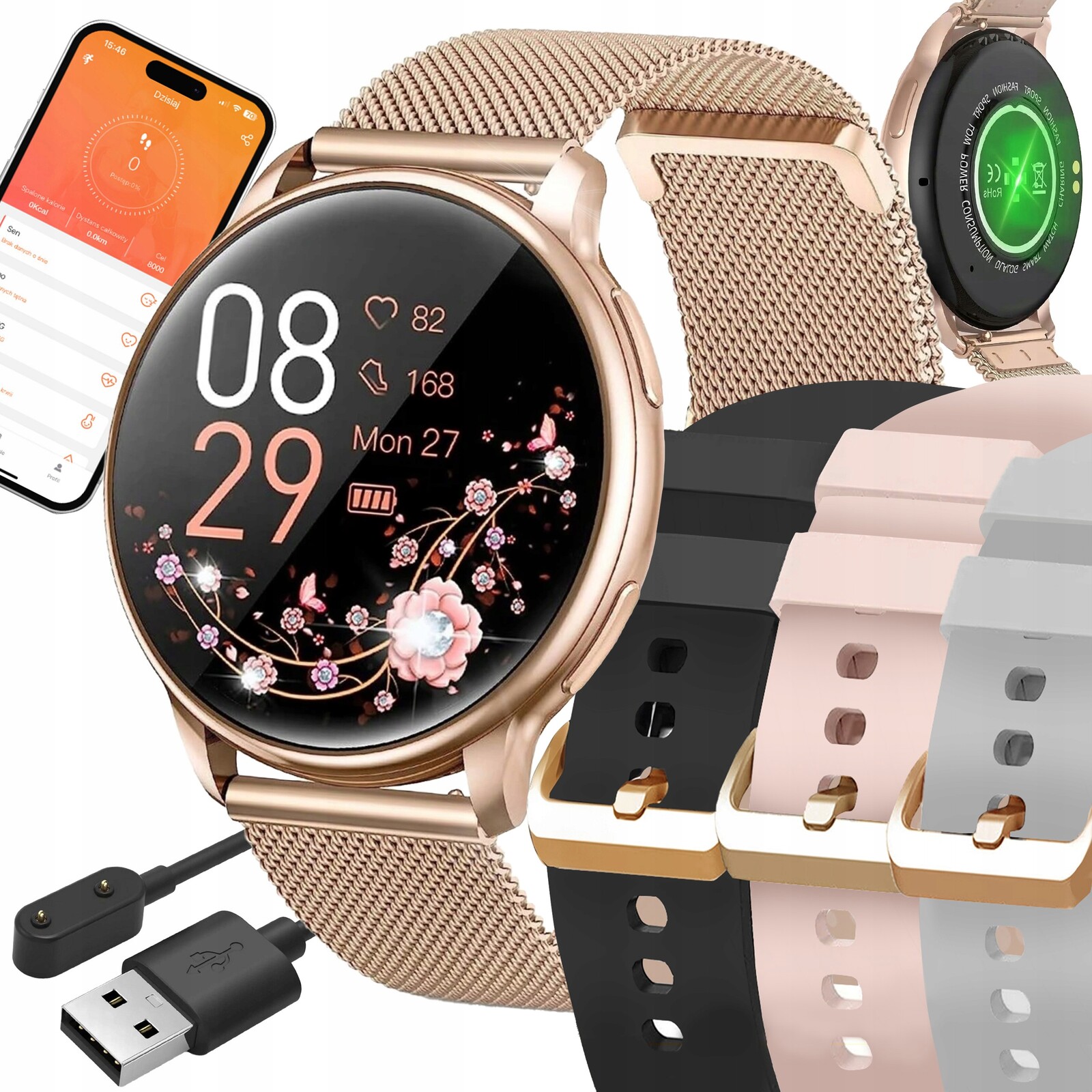 Chytré Hodinky Dámské Polské Menu Hovory Oznámení Sport 4 Řemínky