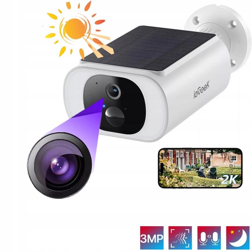 Solární Ip Smart Bezpečnostní Kamera Wifi 3MPX 2K Full Hd Pro Monitorování