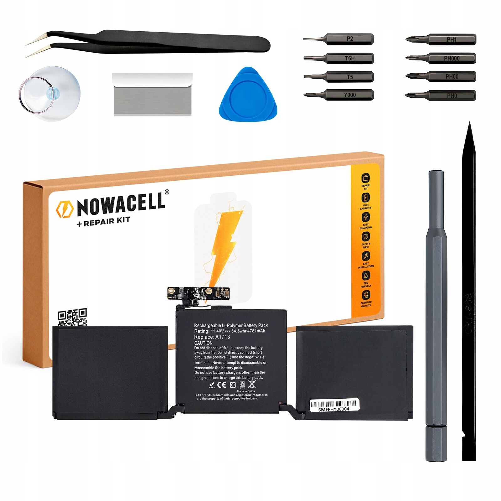 Baterie A1713 54,5Wh 11,4V pro MacBook Pro 13 A1708 2016 2017 A2289 2020