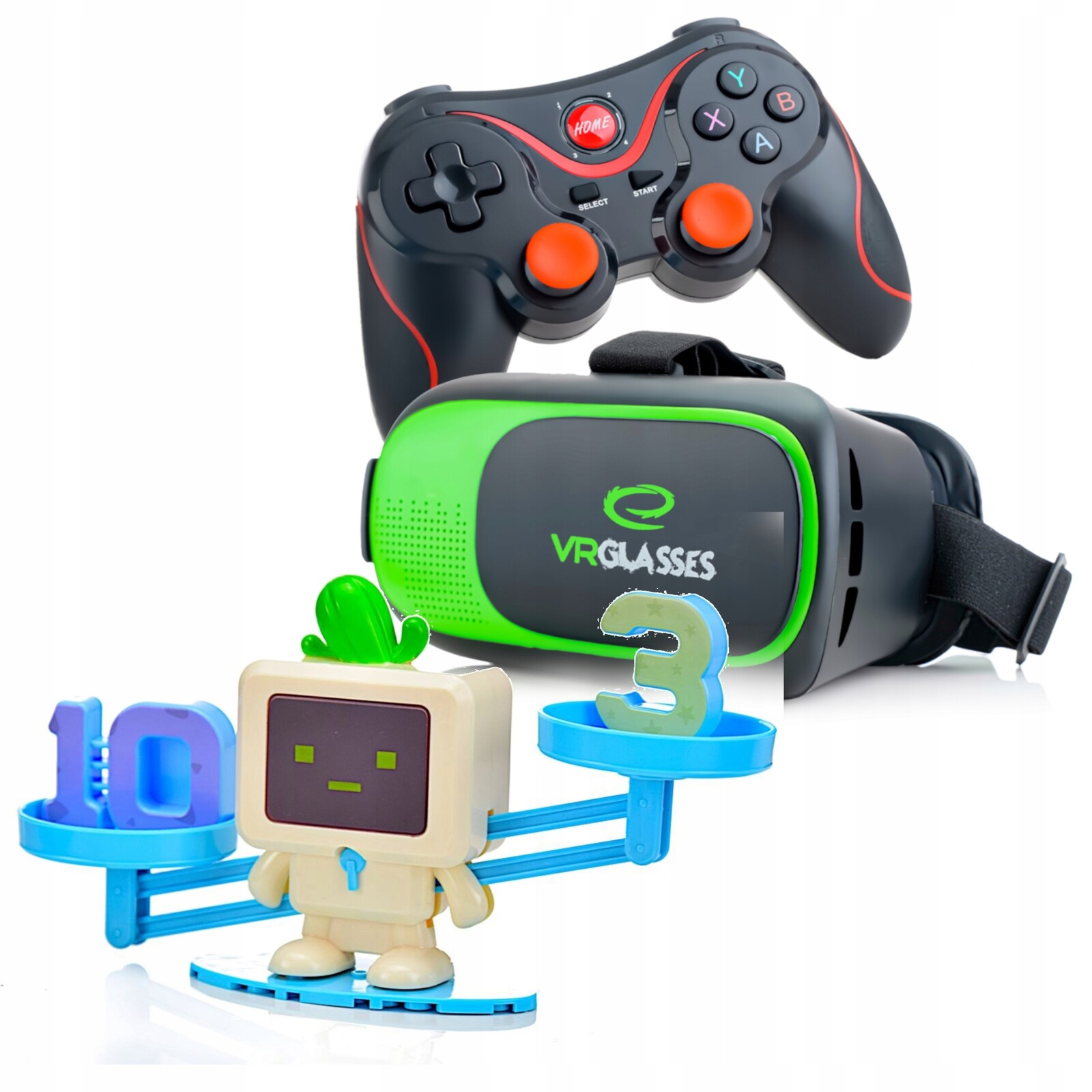 Brýle Vr 3D 360 Stupňů+gamepad+rovnoramenná Váha Robot Matematik