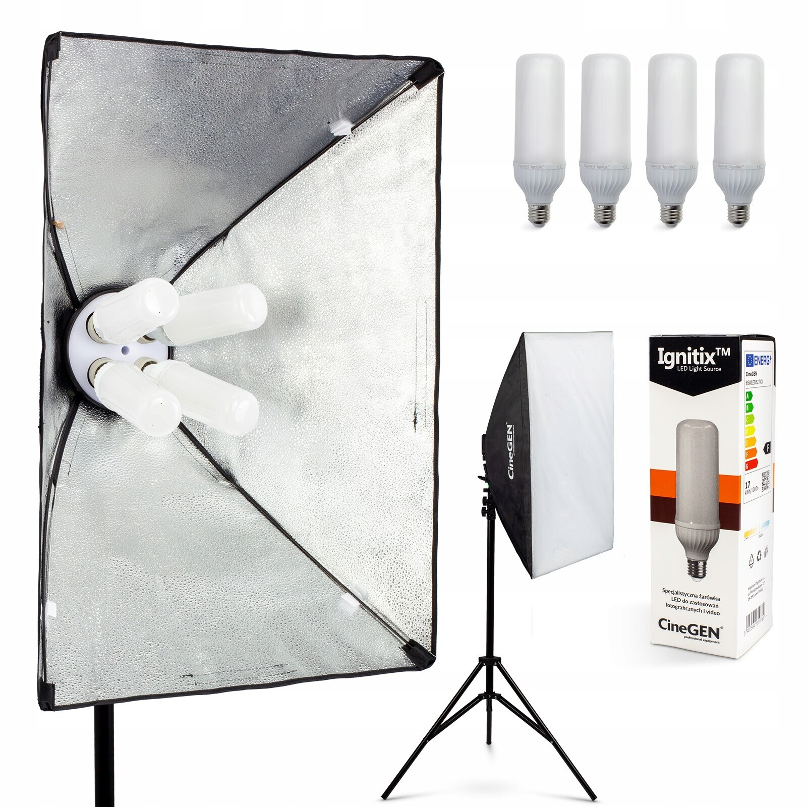 Led lampa Softbox 60x90 cm 85W 5500K stativ 230 cm Sada