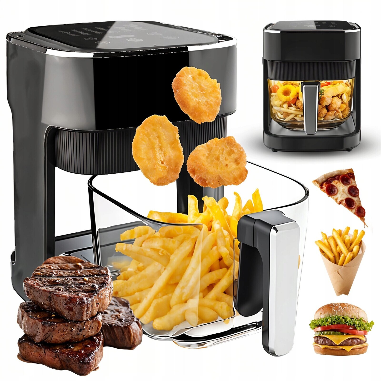 Fritéza Beztuková Fritéza Trouba Air Frayer Skleněná 1500W 4L