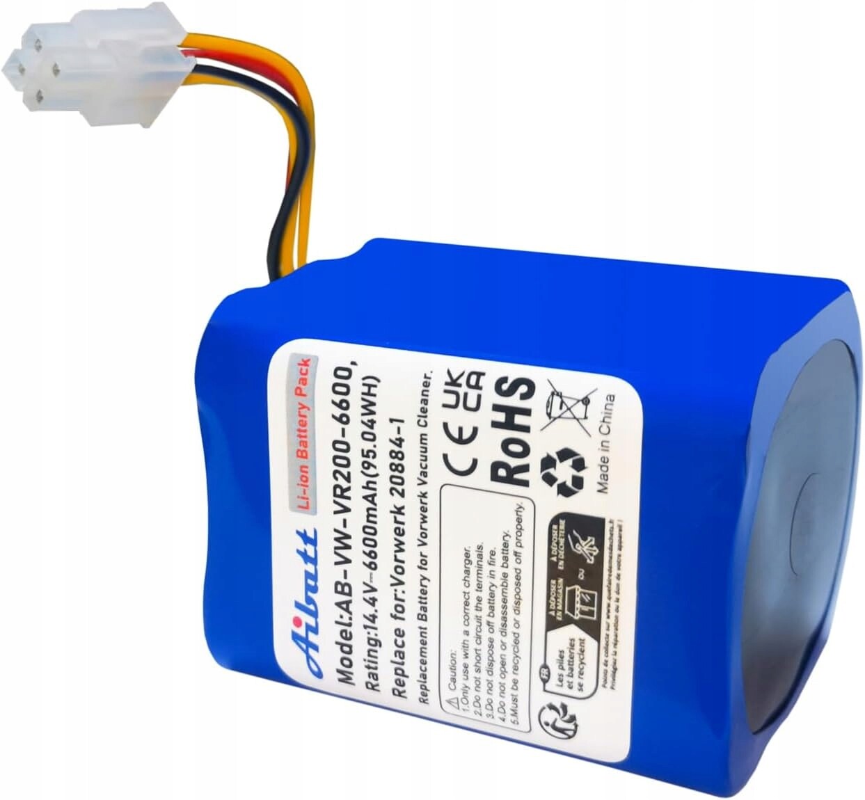 Aibatt Baterie 6600 mAh pro Vorwerk VR200 Kobold 14.4V Náhradní díl 20884-1