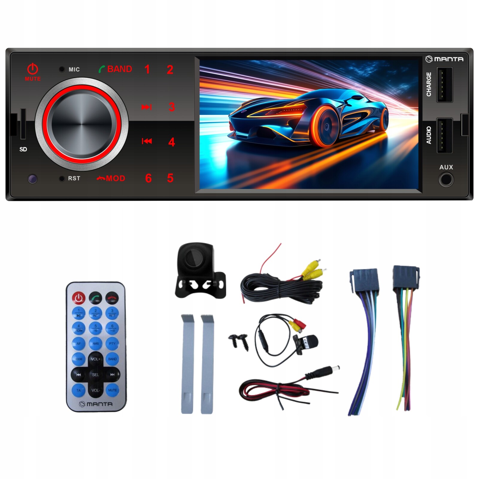 Autorádio Radiopřehrávač Kamera Couvání Bt Aux Usb 1DIN 4x50W MP3