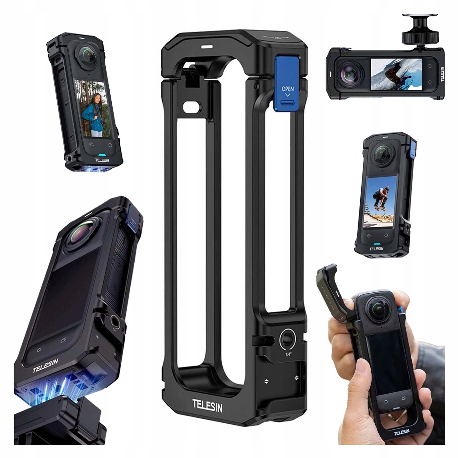 Hliníkový Rámeček Pouzdro Cage Upevnění Telesin pro kameru Insta360 X4