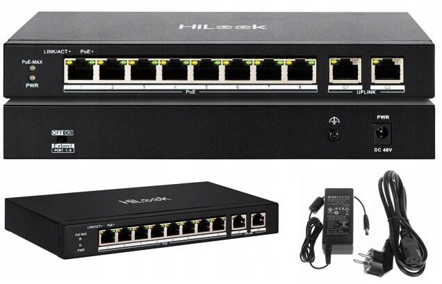 PoE Switch 8x PoE 10/100Mpps 2x UpLink Gigabit NS-0310P-60 HiLook Hikvision