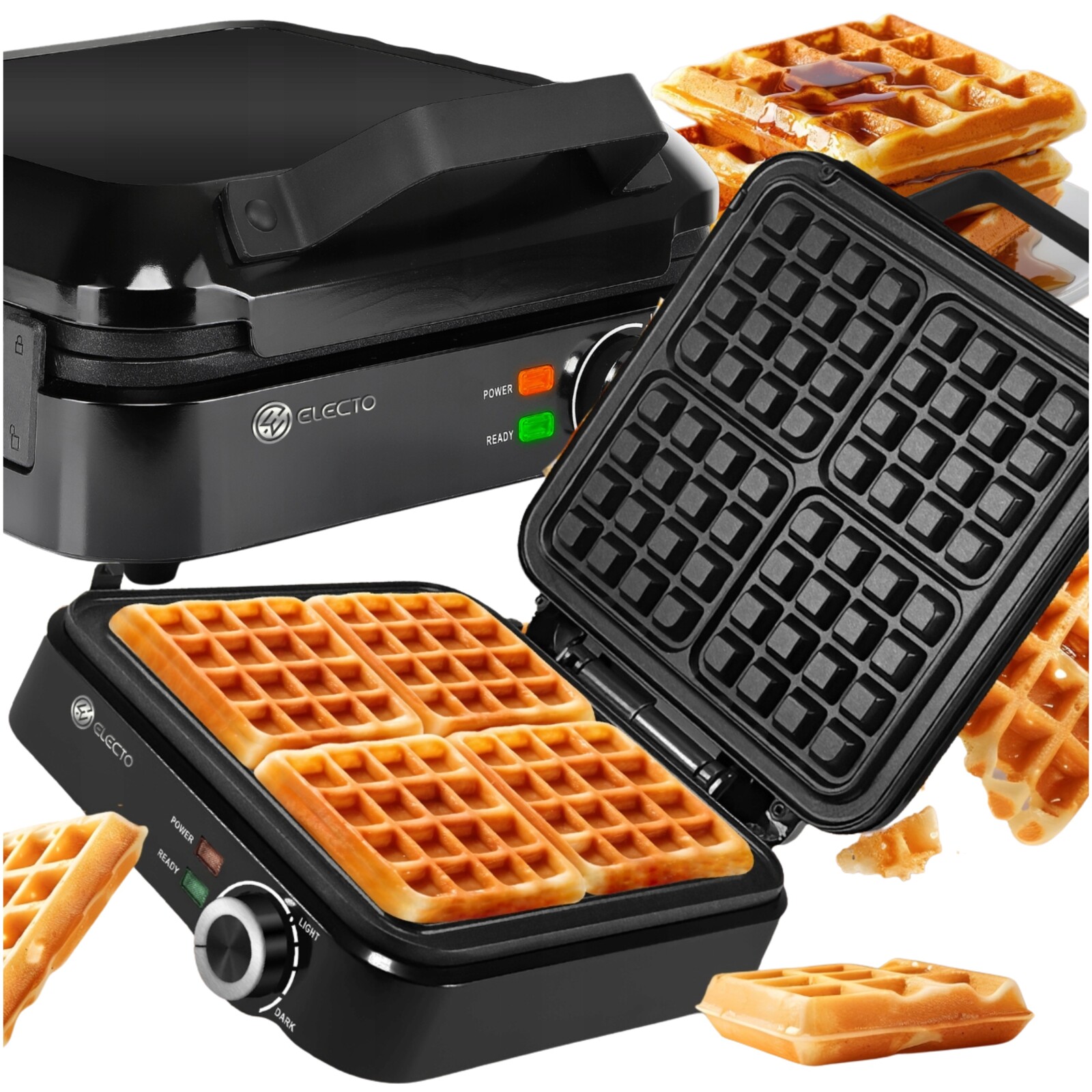 Vaflovač 4 Velké Vafle Regulace Teploty Nepřilnavé Desky 2000 W