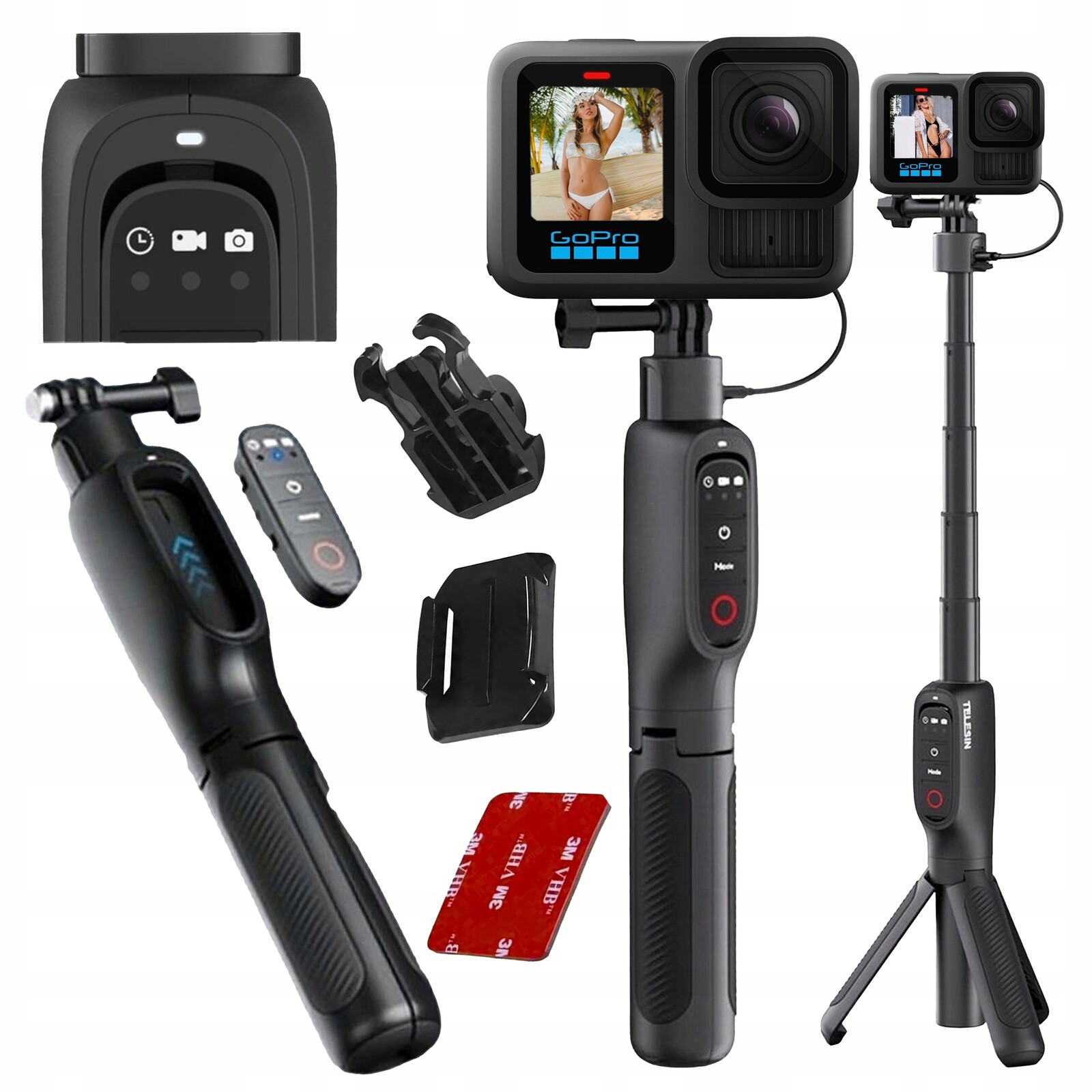 Monopod Selfie Stick Powerbanka pro kamery GoPro 13 12 11 10 9 Držáky