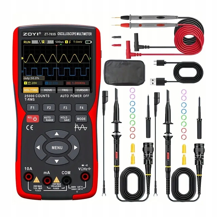Dvoukanálový digitální osciloskop a multimetr ZT-703S (zoyi) – sada 2 sond