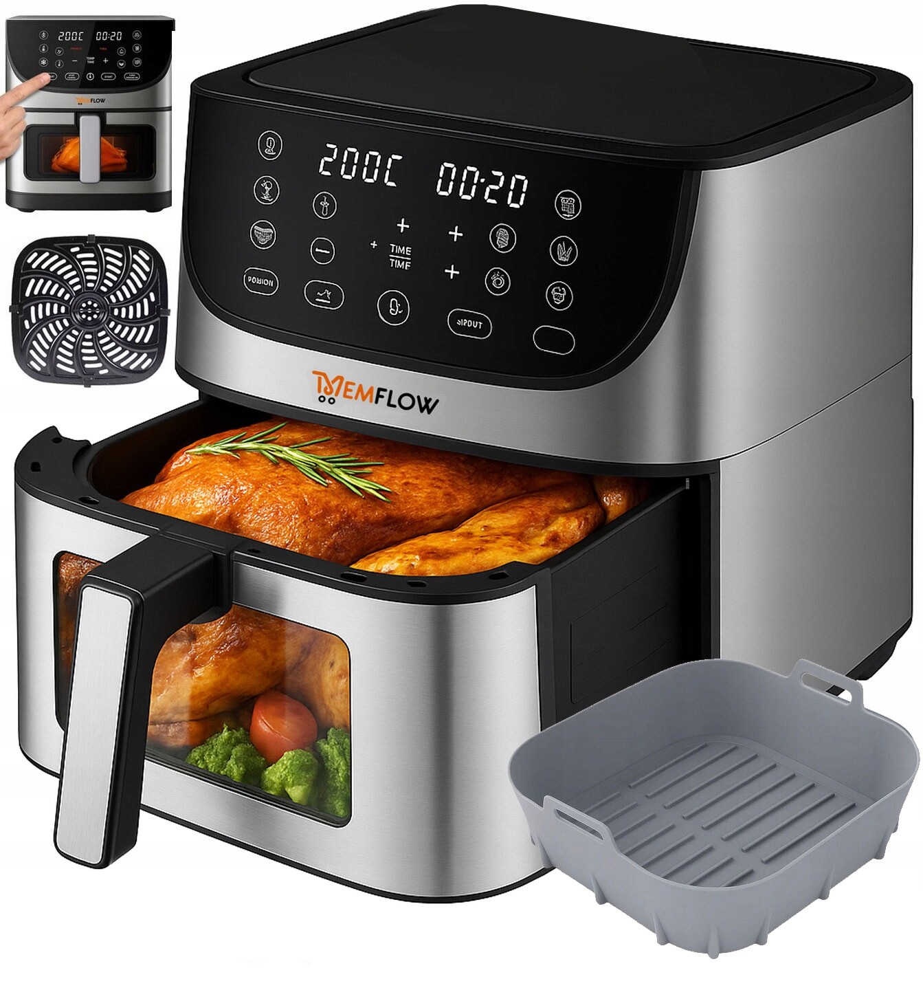 Air Fryer Beztuková Fritéza 8 L 1800 W Velká XL Mísa, Profesionální