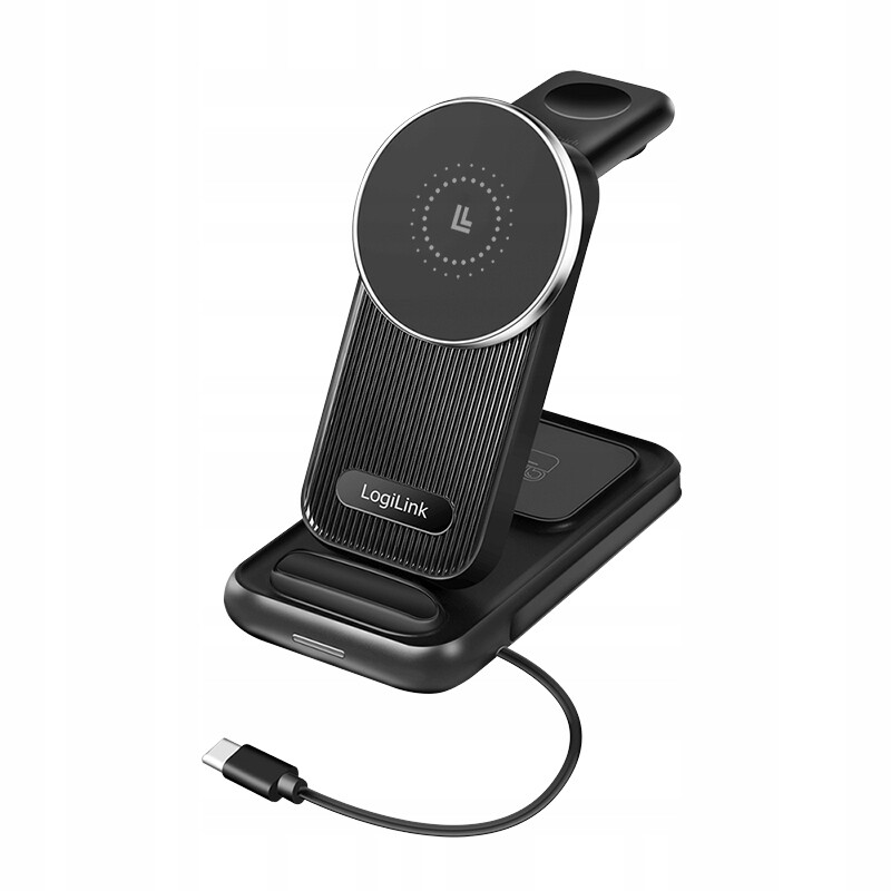 Indukční nabíječka pro iPhone 4v1 MagSafe Qi Usb-c Logilink 20,5W černá