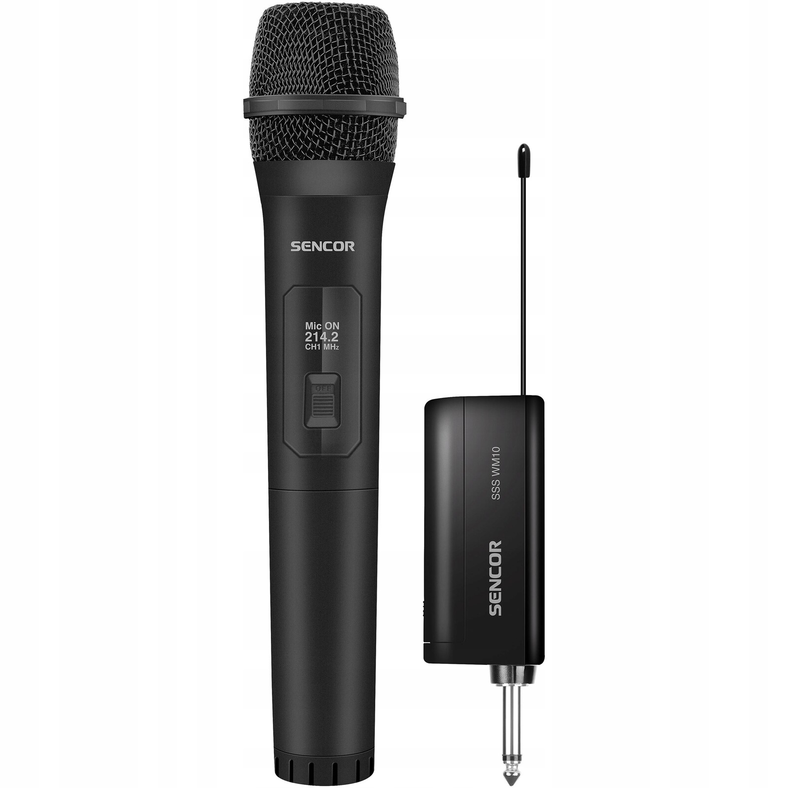 2 x Citlivý bezdrátový mikrofon s přijímačem 214.2 MHz pro karaokový reproduktor