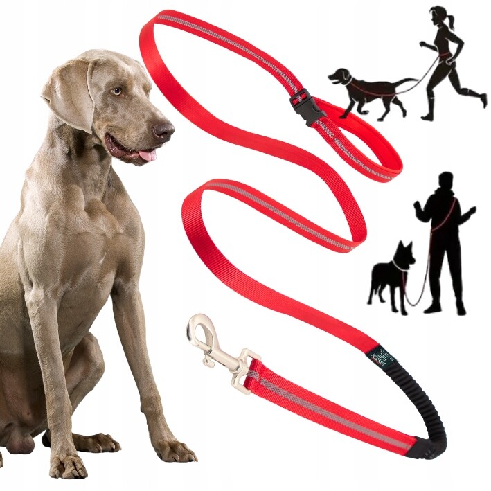 Vodítko pro psa s tlumičem Adventure pro běhání červené 1,8 cm L