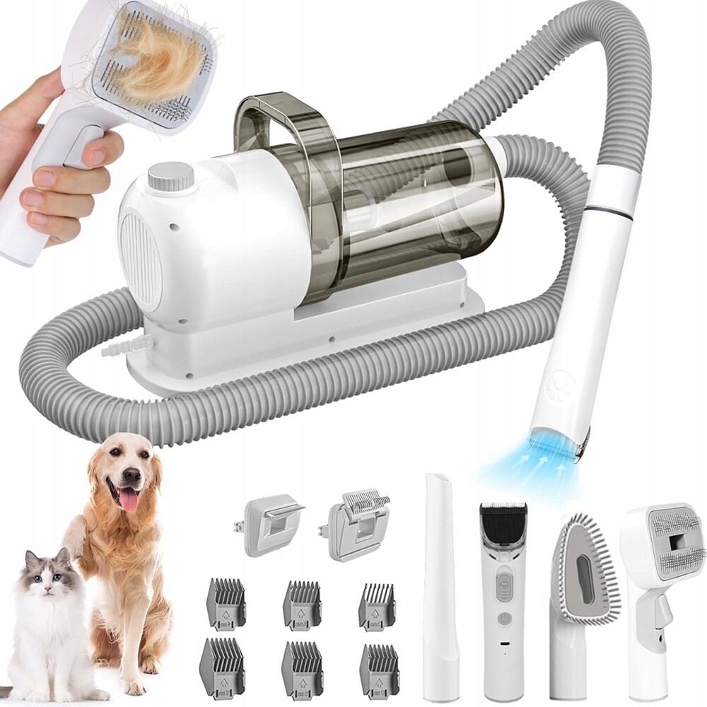 Výkonný Vysavač Pro Psy Kartáč Zastřihovač Srsti Tichý Set 6V1