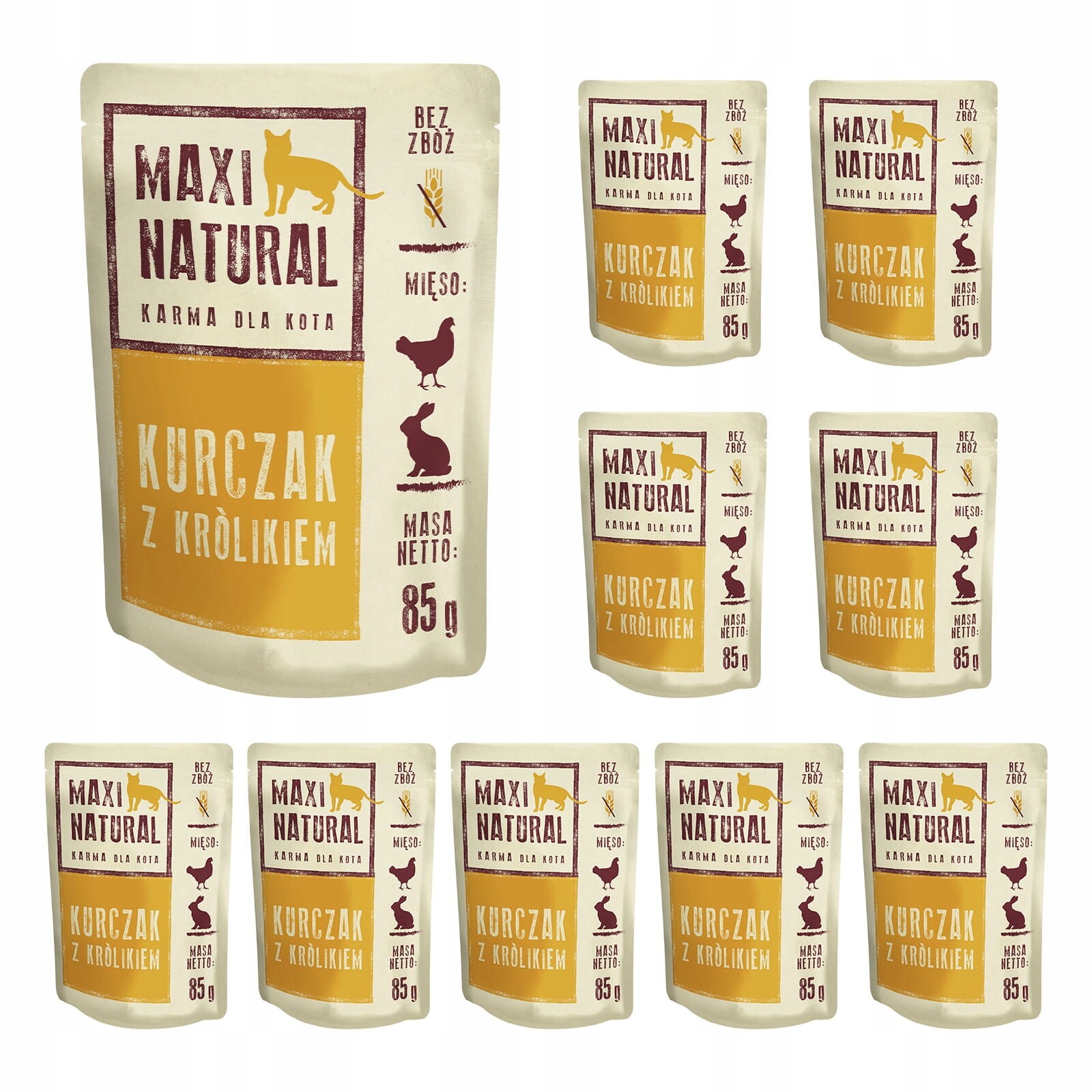 Maxi Natural Krmivo pro kočky kompletní Kuře s králíkem 10x85 g