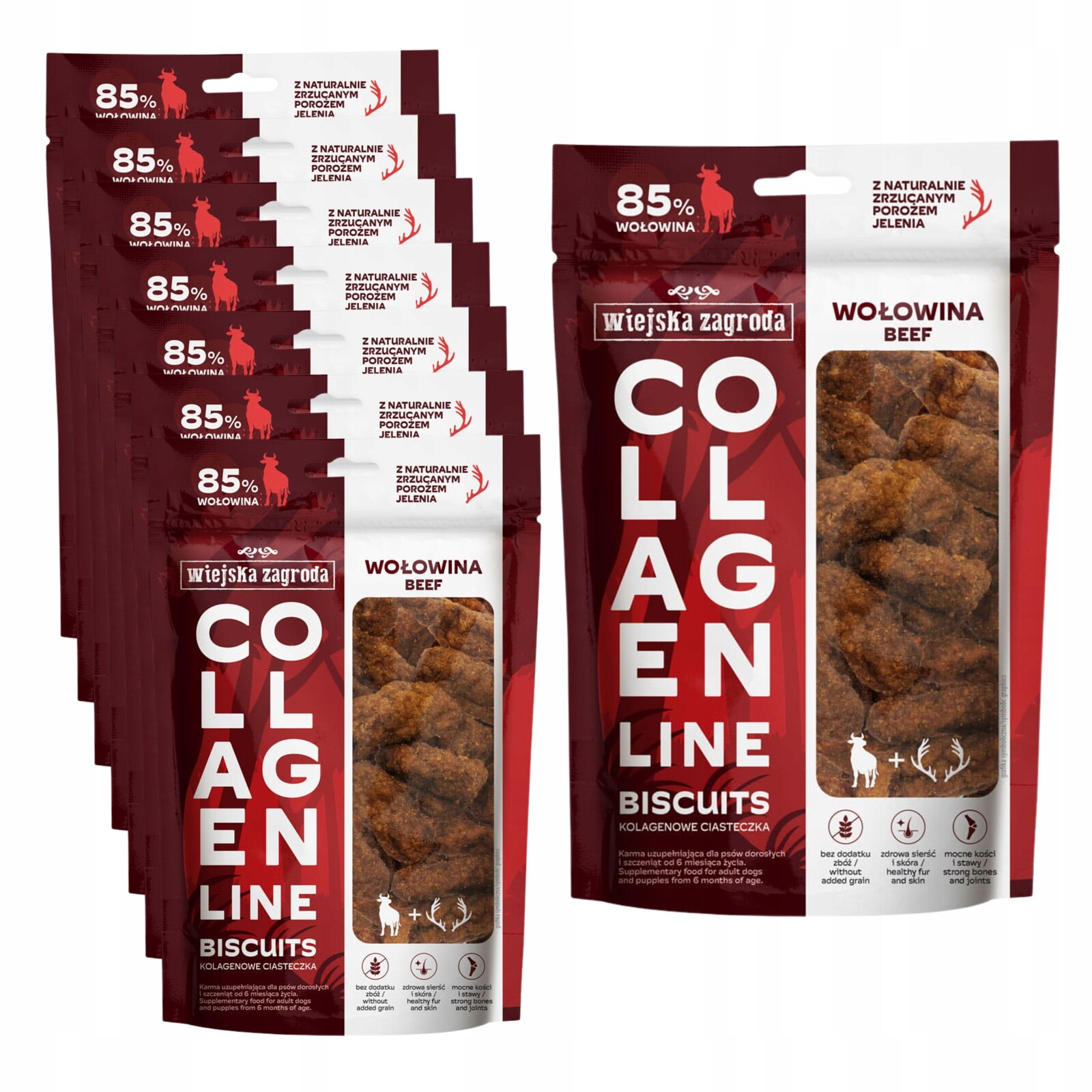 Psí pamlsek Wiejska Zagroda kolagenové sušenky hovězí 8x90g Zesta