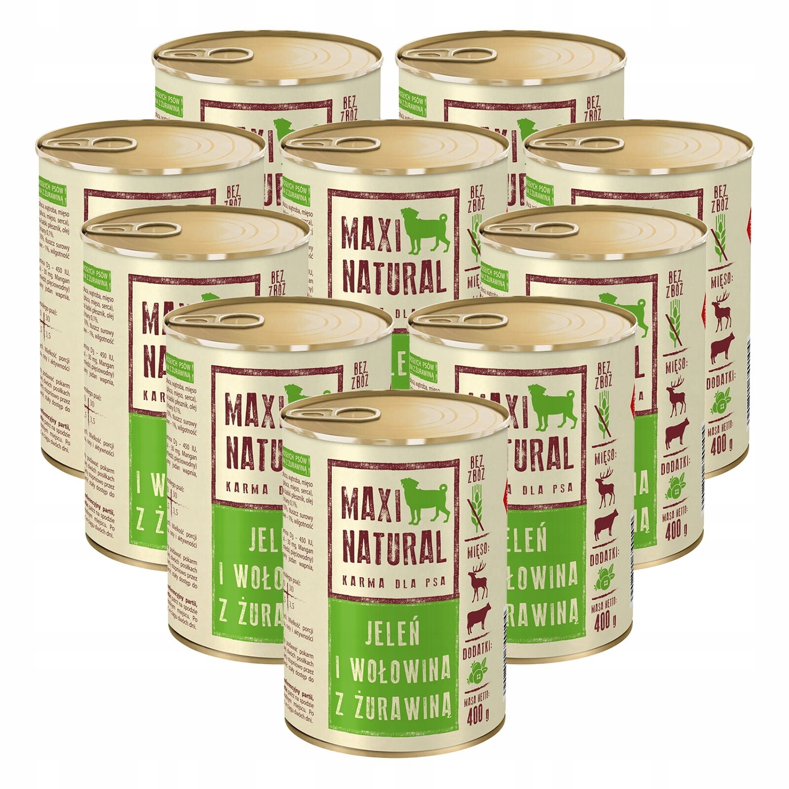 Maxi Natural Krmivo mokré pro psa Jelen a hovězí maso s brusinkami 10x400 g