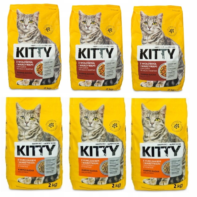 Krmivo suché pro kočky Kuřecí jehněčí mix 6x2 kg Kitty