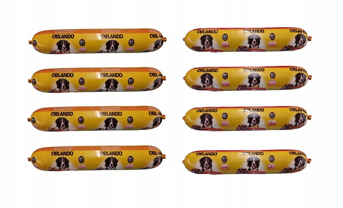 Tyčinka Klobása Krmivo pro psa mix drůbeže hovězí Orlando 8 x 1 kg
