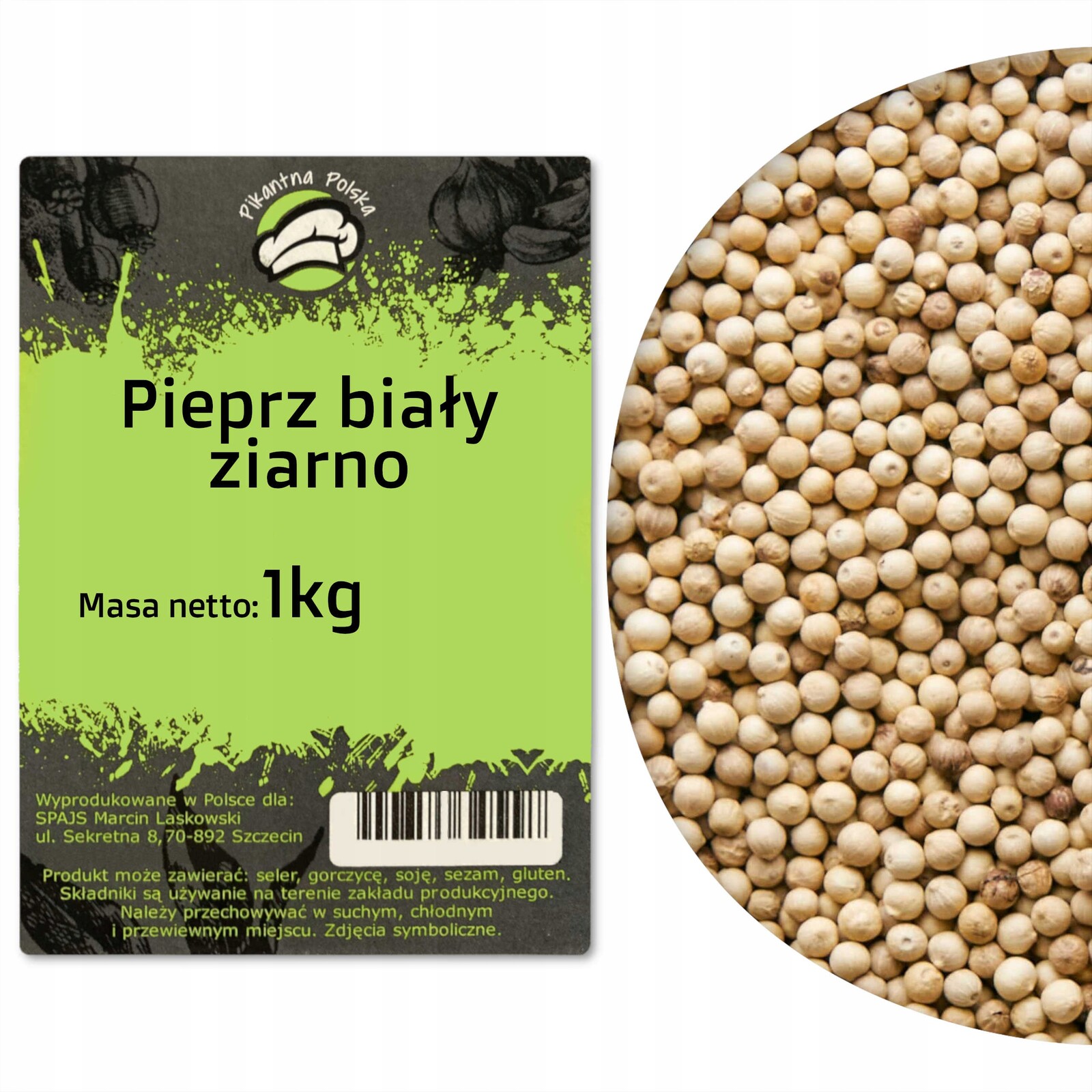 Pepř bílý zrnitý 1 kg – Pikantna Polsko