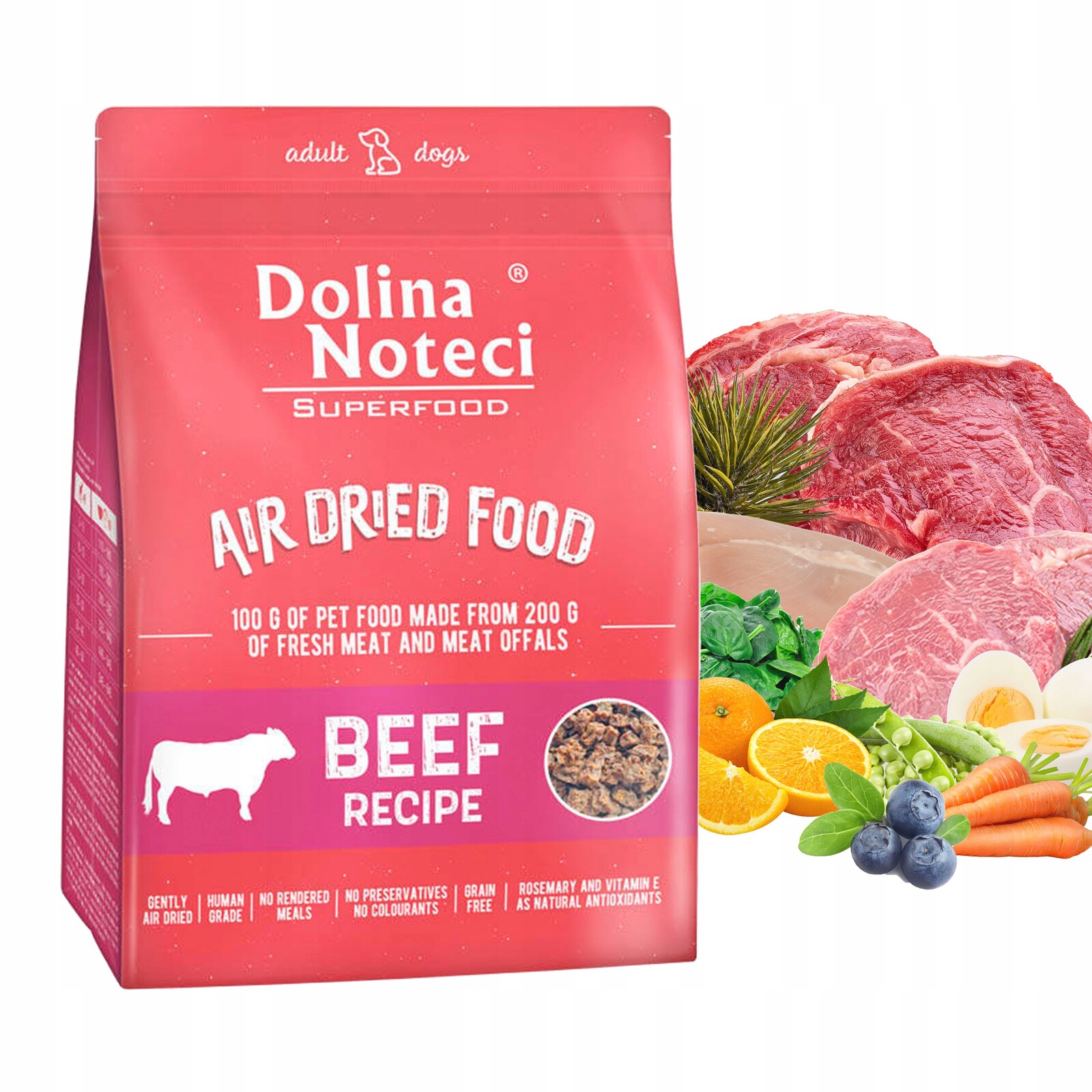 Dolina Noteci Superfood Krmivo Sušené Hovězí Maso Pro Psa 1 kg x2