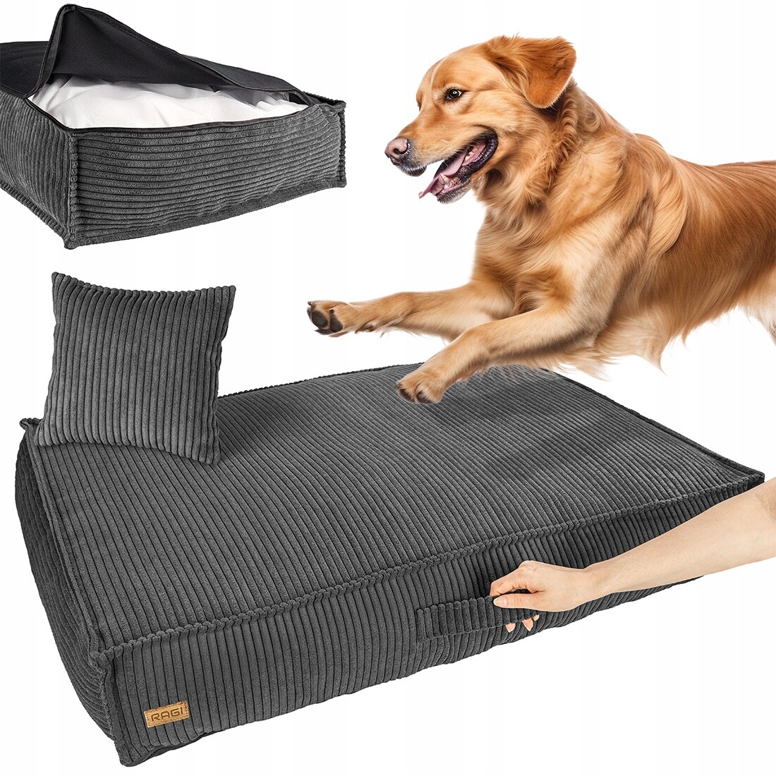 Pelíšek pro velkého psa Matrace Potah pro psa Grafitové XL 100 x 70 cm