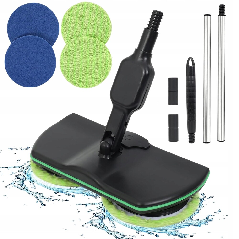 Elektrický Bezdrátový Rotační Mop Černý 2 Hlavice Mopu