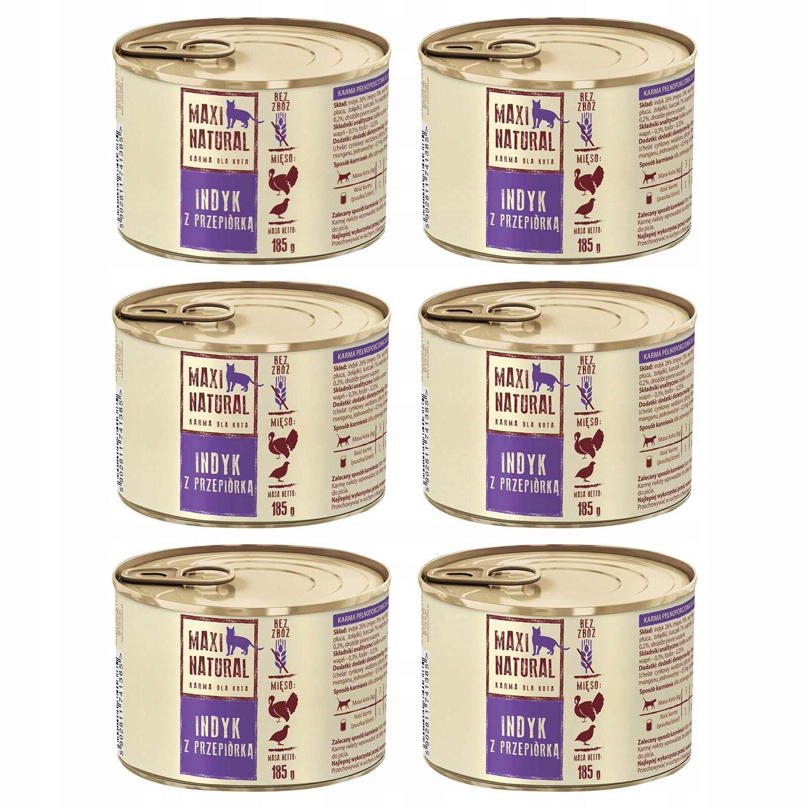 Maxi Natural Krmivo pro kočky Krůta s granulemi 6x185 g