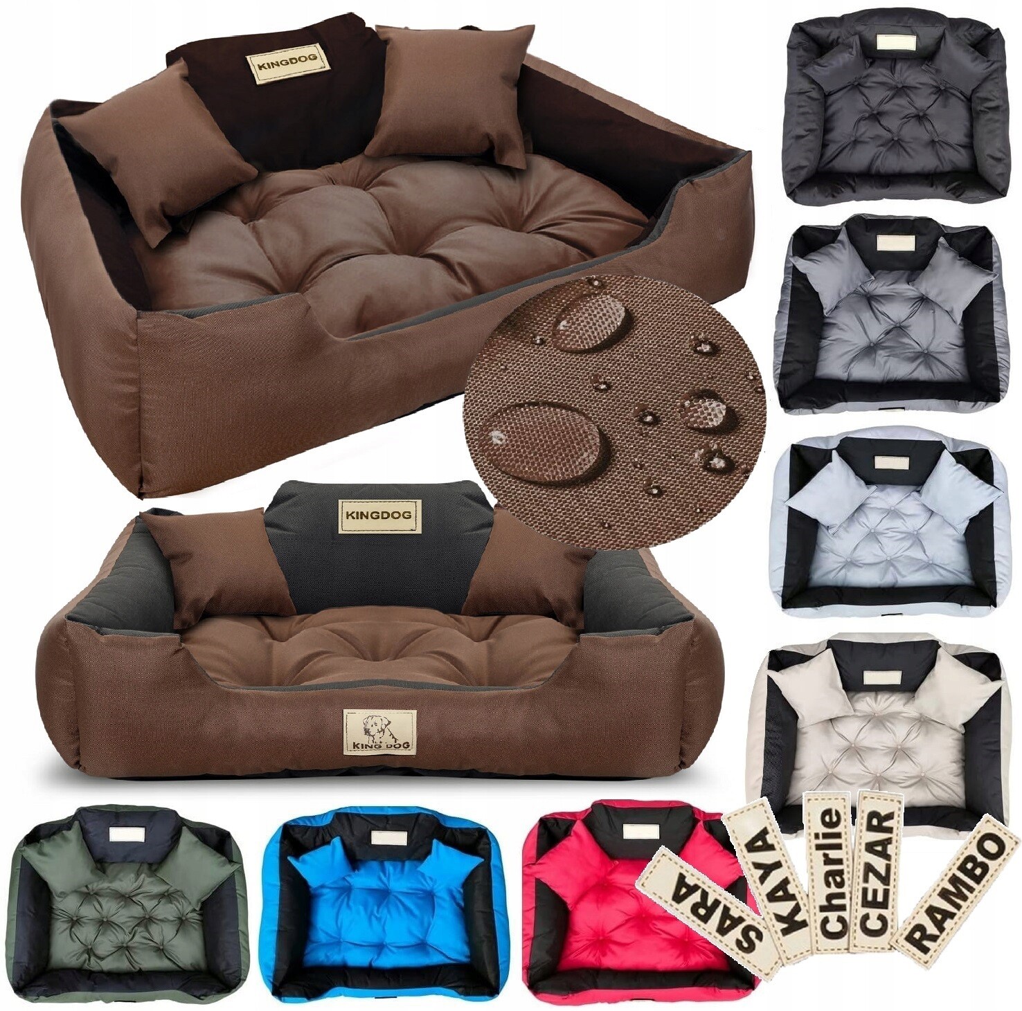 Pelíšek pro psa kotec Kingdog 130x105 cm personalizovaná, voděodolná, hnědá